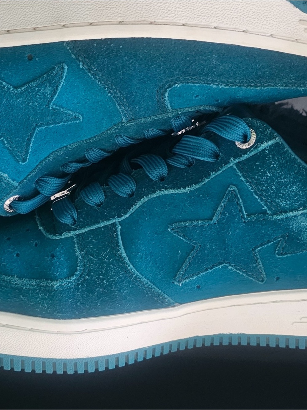 BAPE STA Teal Suede Low-Top Sneakers